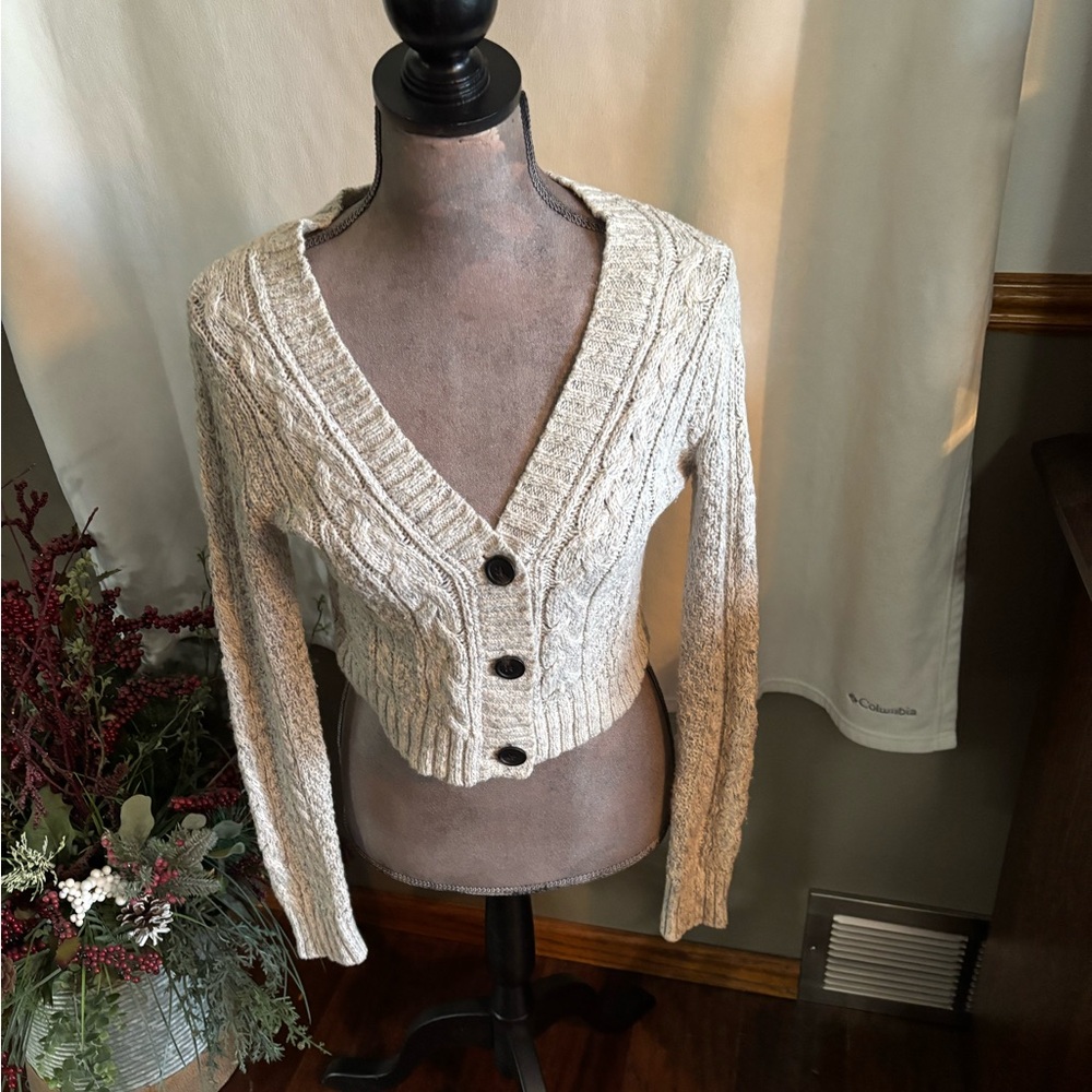American Eagle Outfitters Cream Button-Up Cardigan